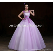 Модный Принцесса Милая Рукавов Паффи Органзы Фиолетовый Пышное Платье Элегантный Леди